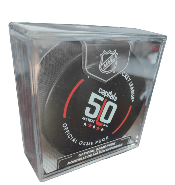 Washington Capitals 50th Anniversary NHL Official Game Hockey Puck In Cube 2024 - 2025 - GT - Wholesale.com