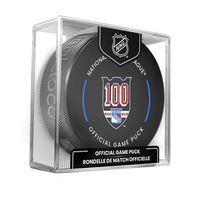 New York Rangers NHL Official Game Hockey Puck in Cube 2025 - 2026 - GT - Wholesale.com