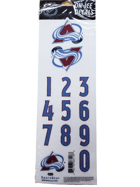 Colorado Avalanche Sportstar NHL Hockey Helmet On - Ice Decals Kit - White - GT - Wholesale.com