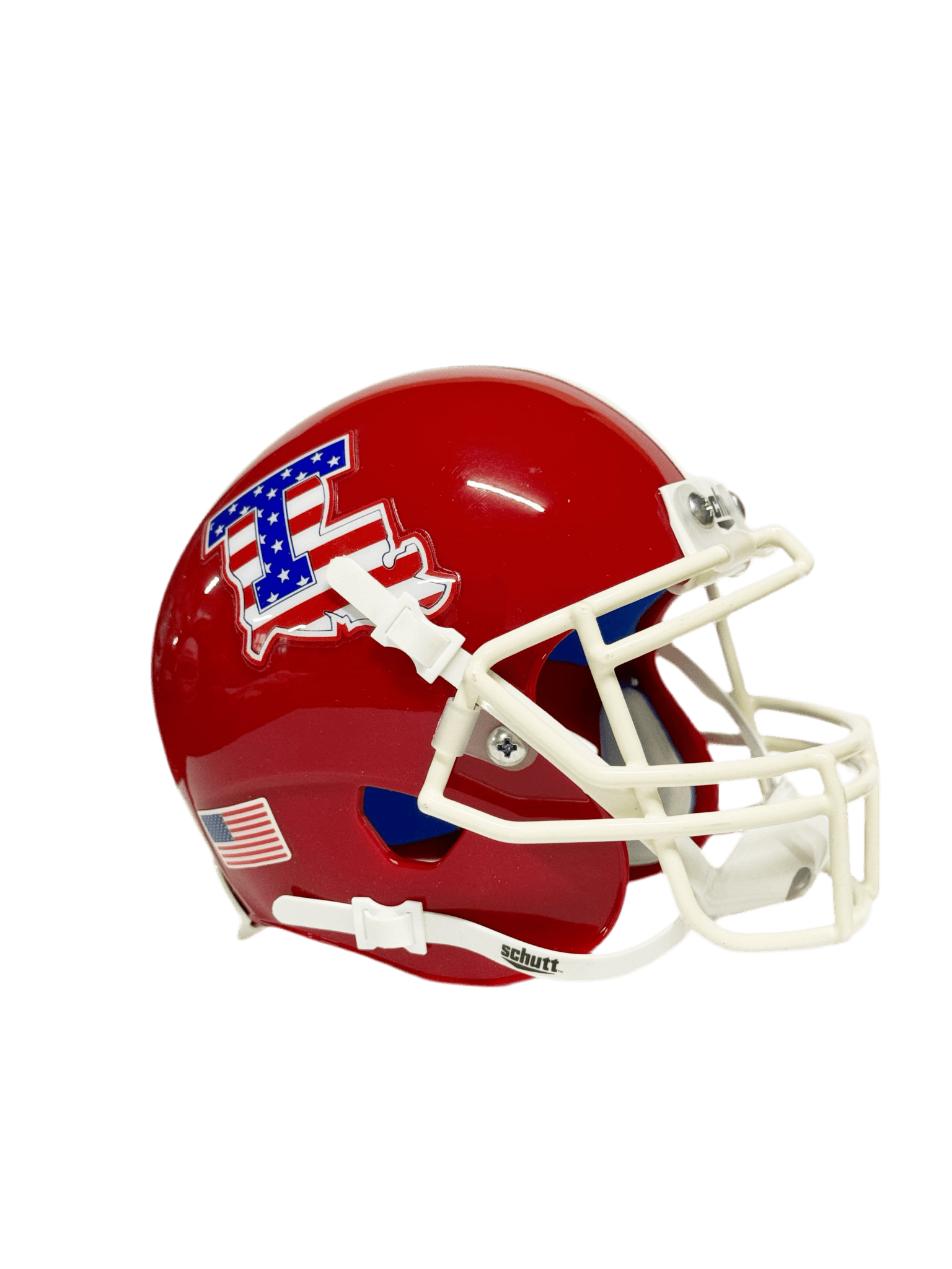 fcs mini football helmets Louisiana Tech Bulldogs Scarlett American Flag Logo Schutt NCAA Colleg – GT-Wholesale.com
