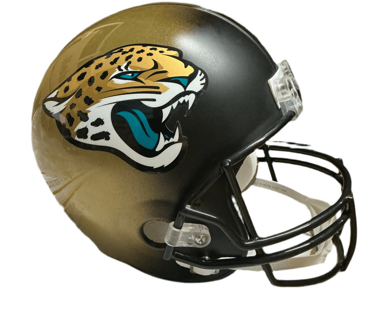 Jacksonville Jaguars Two - Tone Gold and Black 2013 - 2017 Riddell NFL Replica VSR4 Full Size Helmet - GT - Wholesale.com