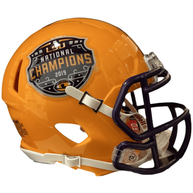 LSU Tigers Yellow 2019 National Champions Riddell NCAA Speed Mini Helmet - GT - Wholesale.com