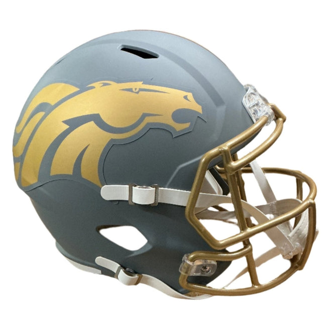 Denver Broncos Slate Riddell NFL Deluxe Replica Speed Full Size Helmet - GT - Wholesale.com