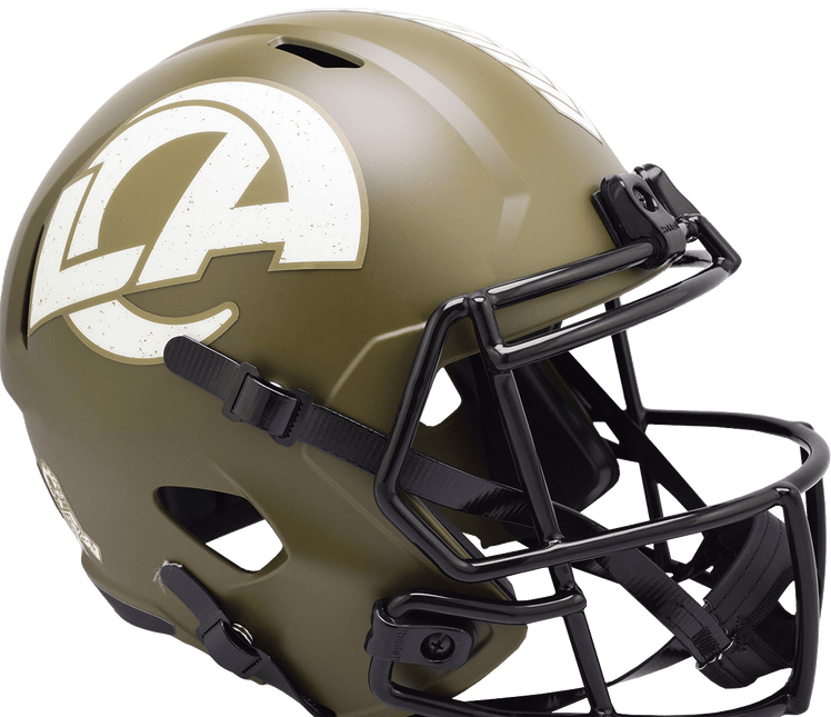 Los Angeles Rams 2022 Salute To Service Riddell NFL Deluxe Replica Speed Full Size Helmet - GT - Wholesale.com