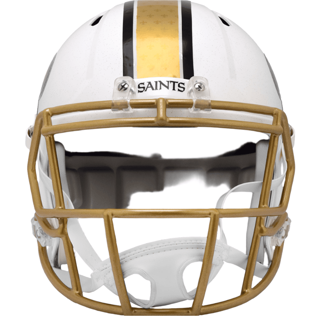 New Orleans Saints 2025 On Field Alternate Riddell NFL Deluxe Replica Speed Full Size Helmet - GT - Wholesale.com