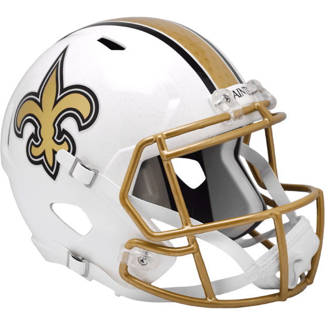 New Orleans Saints 2025 On Field Alternate Riddell NFL Deluxe Replica Speed Full Size Helmet - GT - Wholesale.com