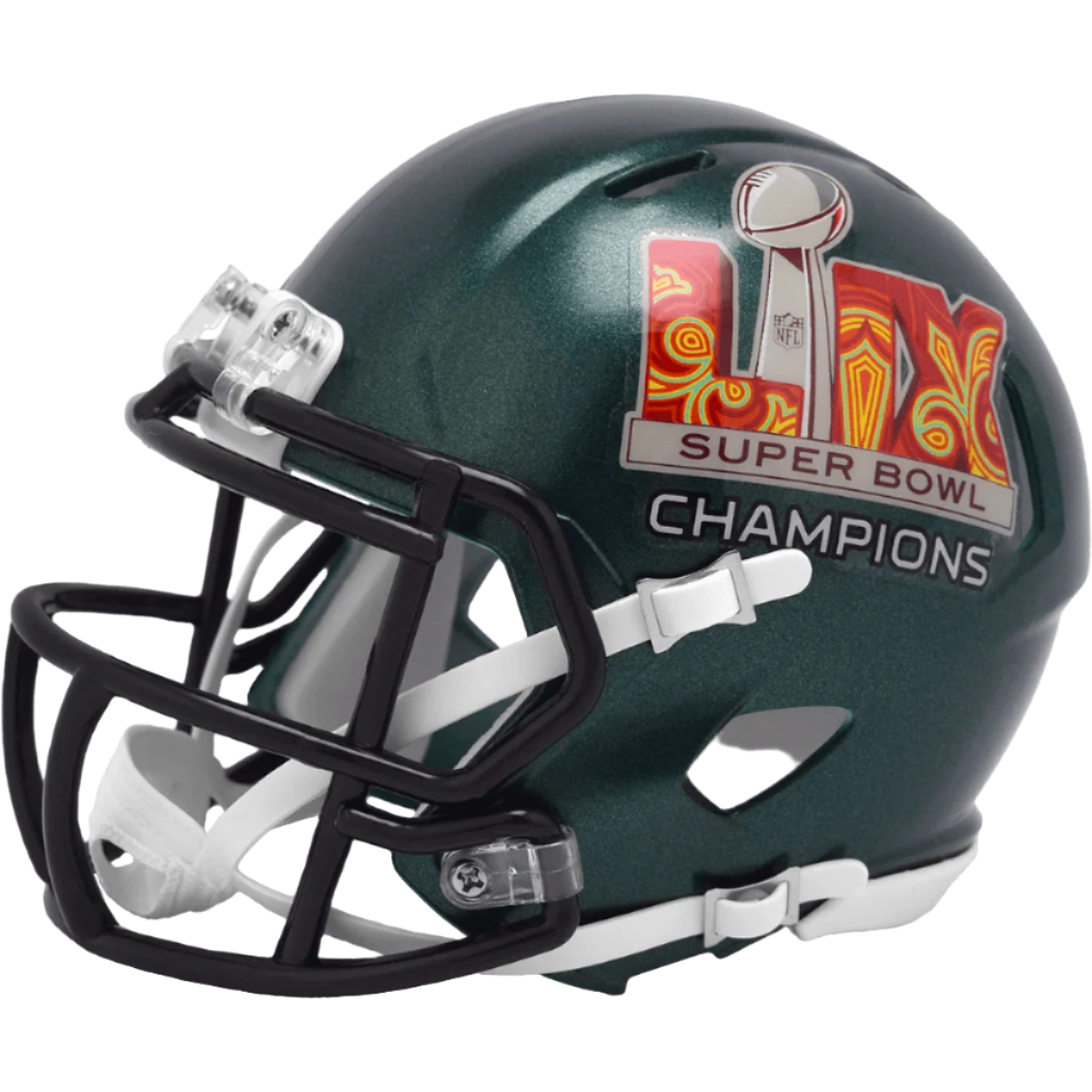 ebay blue football helmet metallic green face mask Philadelphia Eagles Super Bowl LIX Champs Riddell Speed Mini Helmet