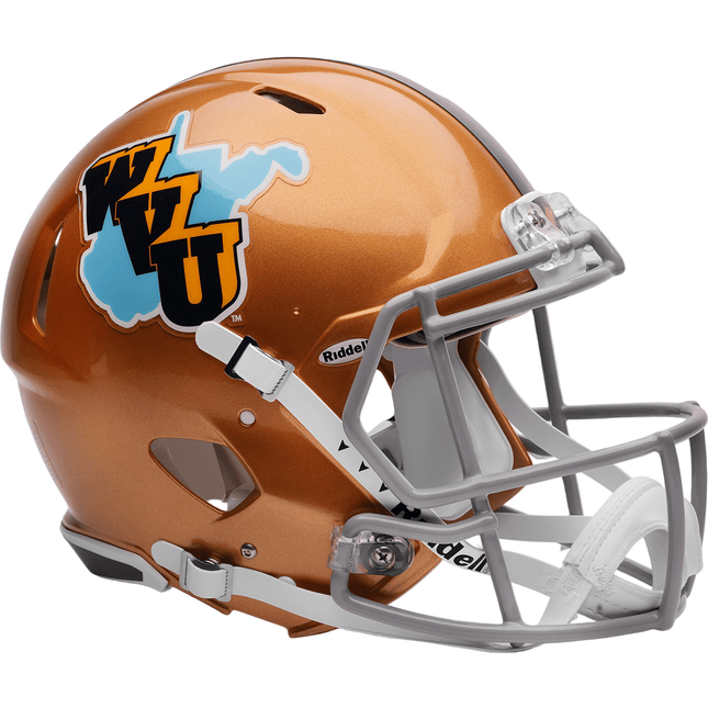 West Virginia Mountaineers Gold Throwback Riddell NCAA Authentic Speed Full Size Helmet - GT - Wholesale.com