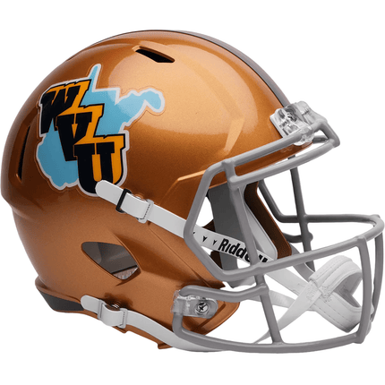 West Virginia Mountaineers Gold Throwback Riddell NCAA Deluxe Replica Speed Full Size Helmet - GT - Wholesale.com