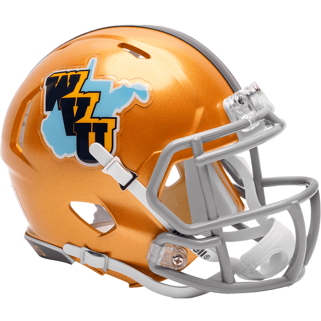 West Virginia Mountaineers Gold Throwback Riddell NCAA Speed Mini Helmet - GT - Wholesale.com