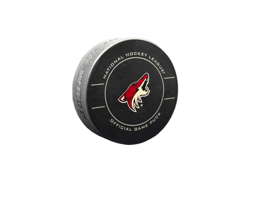 Arizona Phoenix Coyotes 2010-2012 Throwback NHL Team Sher-Wood Official Ice Hockey Game Puck IN CUBE