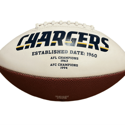 Los Angeles Chargers Throwback Rawlings Jarden Sports NFL Team Signature Autograph White Panel Football - Deflated - GT - Wholesale.com