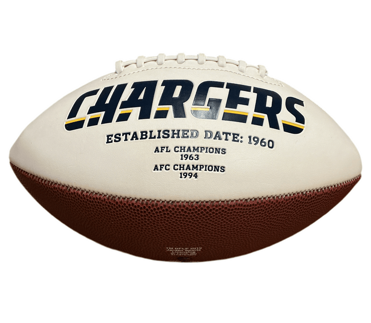Los Angeles Chargers Throwback Rawlings Jarden Sports NFL Team Signature Autograph White Panel Football - Deflated - GT - Wholesale.com