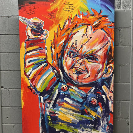 Child’s Play Autographed by Catherine Hicks, Alex Vincent, and Chris Sarandon Stango Painting - GT - Wholesale.com