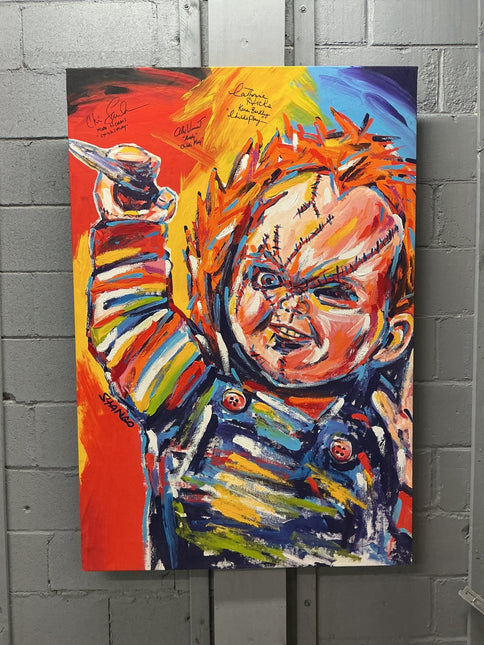 Child’s Play Autographed by Catherine Hicks, Alex Vincent, and Chris Sarandon Stango Painting - GT - Wholesale.com