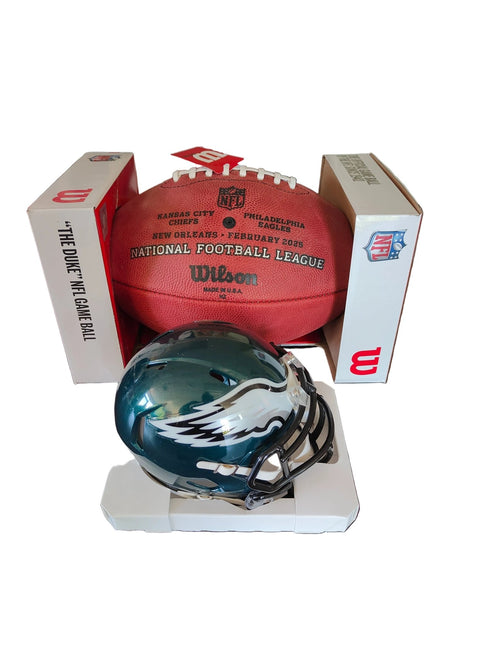 Eagles Super Bowl 59 Football + Eagles Champs Mini Helmet - GT - Wholesale.com