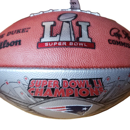 New England Patriots Super Bowl 51 LI Champions Wilson NFL Live Signature Autograph Silver Panel Football - GT - Wholesale.com