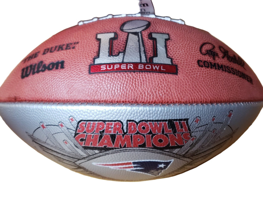 New England Patriots Super Bowl 51 LI Champions Wilson NFL Live Signature Autograph Silver Panel Football - GT - Wholesale.com
