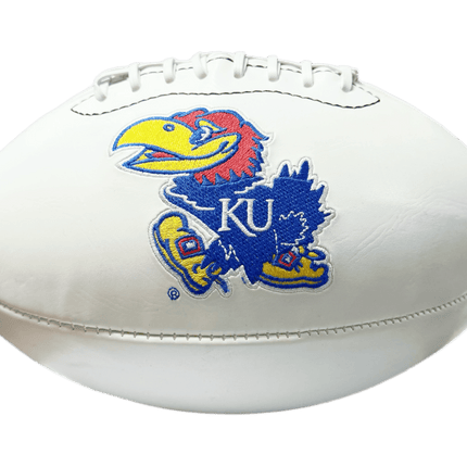 Kansas Jawhawks Rawlings Jarden Sports NCAA Signature Autograph White Panel Football - Deflated