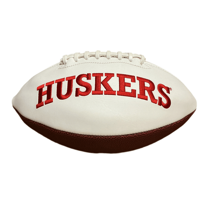 Nebraska Cornhuskers Rawlings Jarden Sports NCAA Signature Autograph White Panel Football - Deflated - GT - Wholesale.com