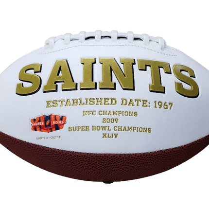 New Orleans Saints Rawlings Jarden Sports NFL Team Signature Autograph White Panel Football - GT - Wholesale.com