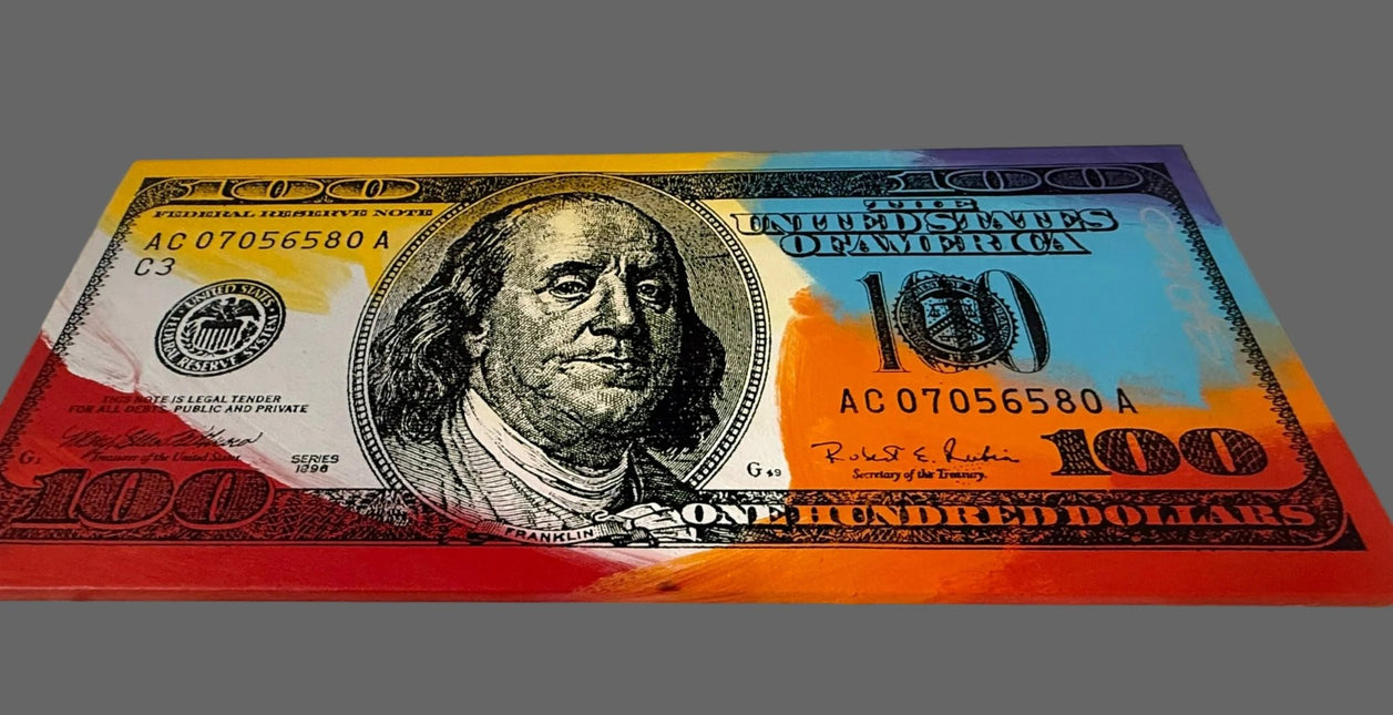 One Hundred Dollar Bill 1 Stango Painting 40 in x 17 1/2 in x 1 in - GT - Wholesale.com