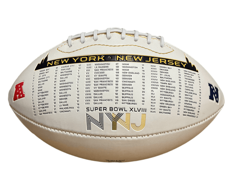 Super Bowl 48 XLVIII Rawlings Jarden Sports NFL Team Signature Autograph White Panel Football - GT - Wholesale.com