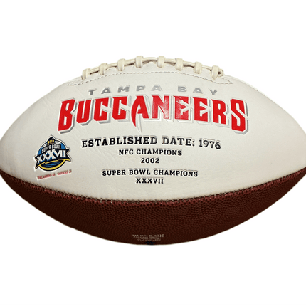 Tampa Bay Buccaneers Rawlings Jarden Sports NFL Team Signature Autograph White Panel Football (One SB) - GT - Wholesale.com