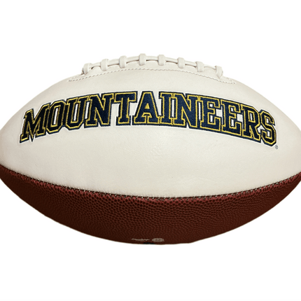 West Virginia Mountaineers Rawlings Jarden Sports NCAA Signature Autograph White Panel Football - Deflated - GT - Wholesale.com