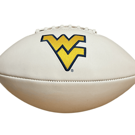 West Virginia Mountaineers Rawlings Jarden Sports NCAA Signature Autograph White Panel Football - Deflated - GT - Wholesale.com