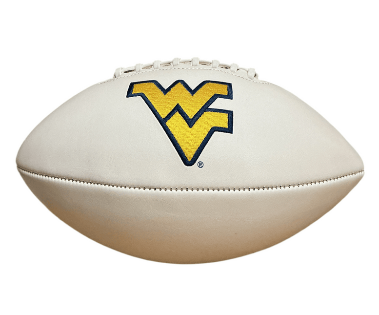 West Virginia Mountaineers Rawlings Jarden Sports NCAA Signature Autograph White Panel Football - Deflated - GT - Wholesale.com